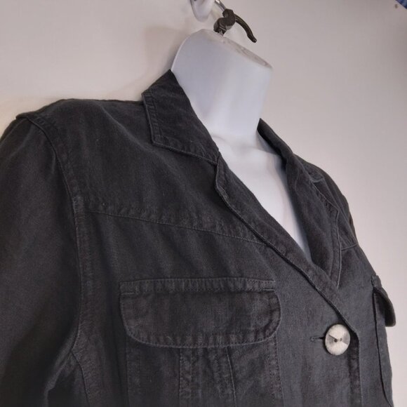 J. Jill 100% Linen Black Light Blazer Jacket Size S - Picture 2 of 12